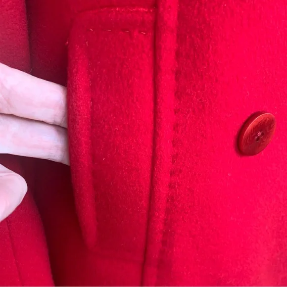 Fleurette Loro Piana Red Wool Double Breasted Pea Coat Womens Size 6 - Picture 5 of 14